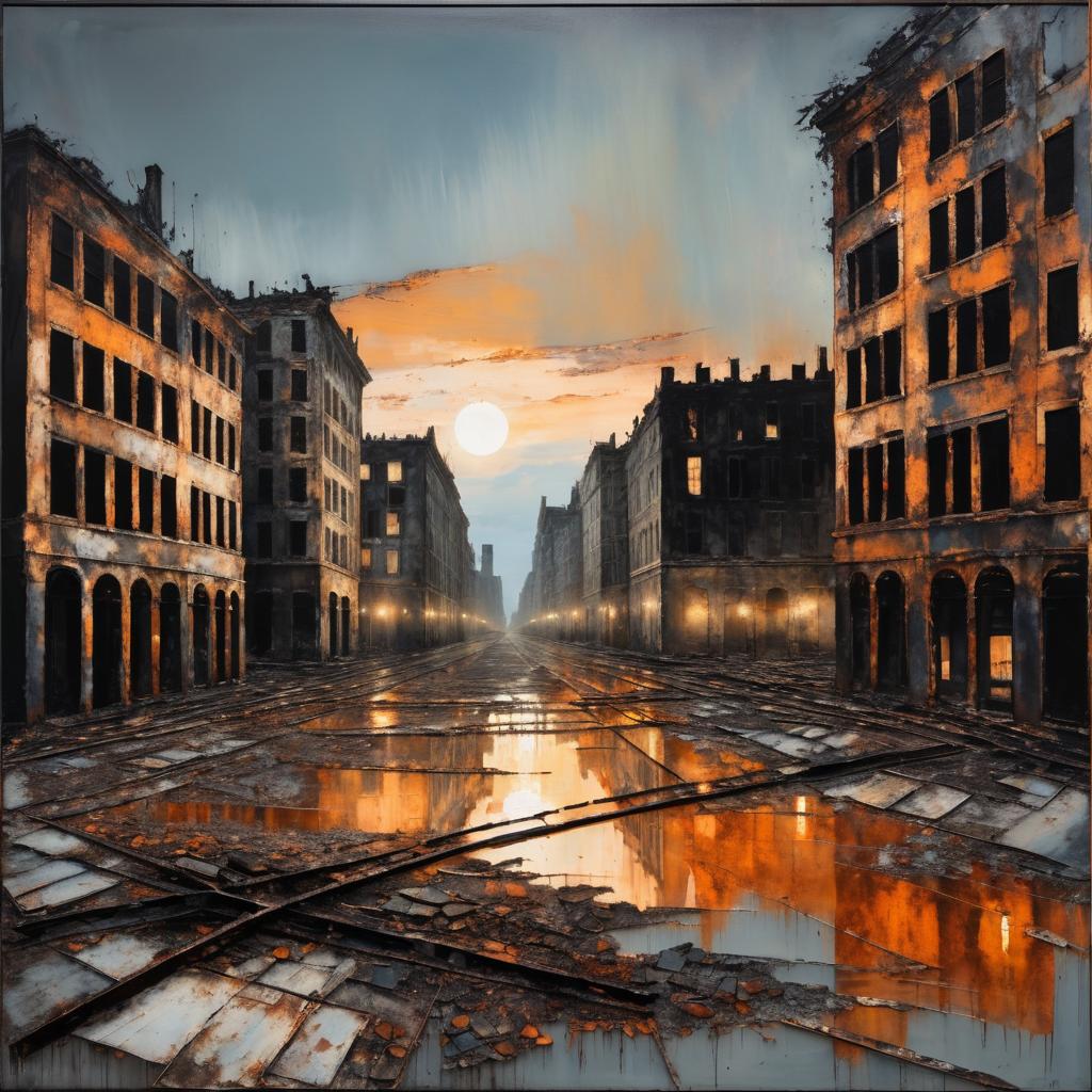 Twilight Crumbles: An Expressionist Cityscape