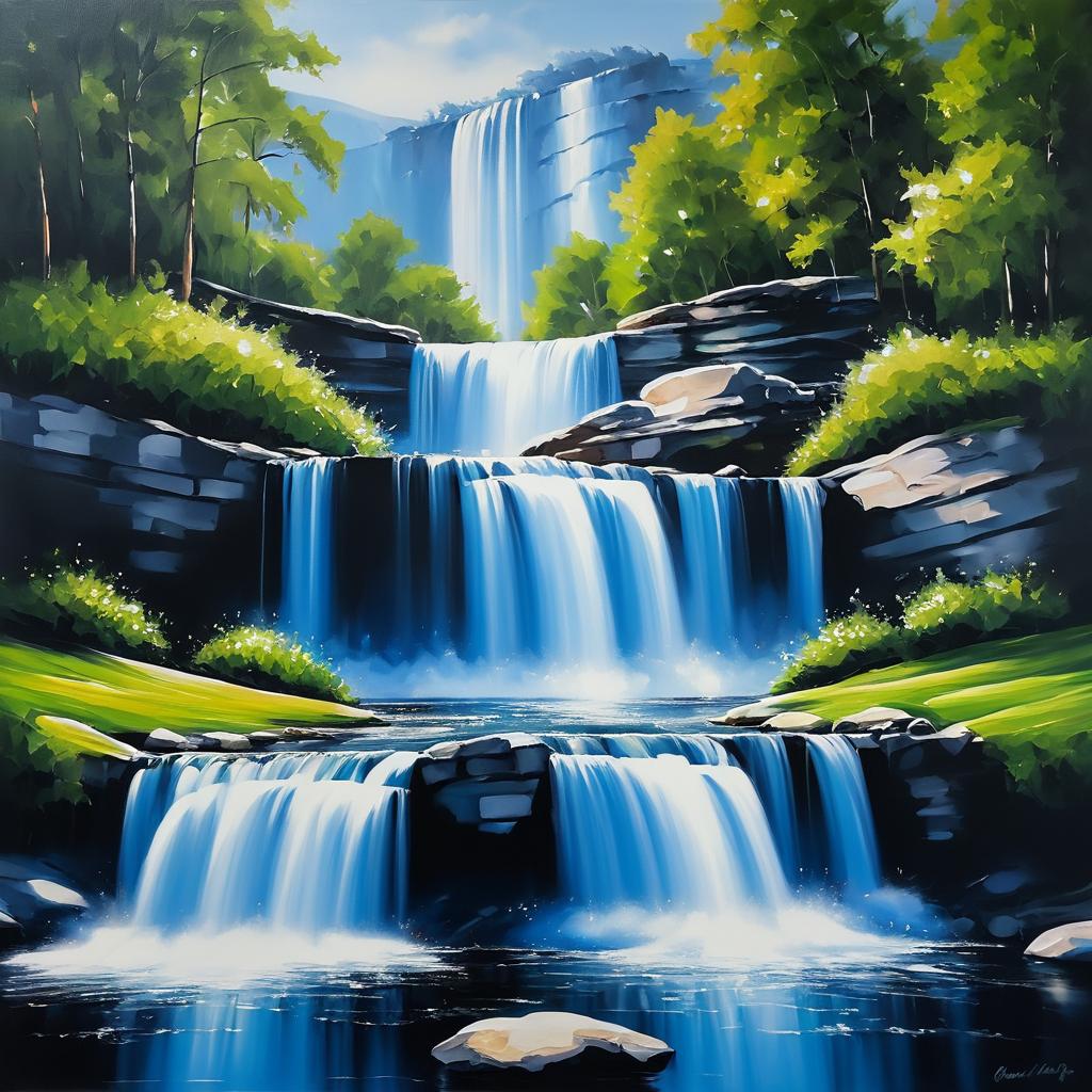 Award-Winning Waterfall Oil Painting