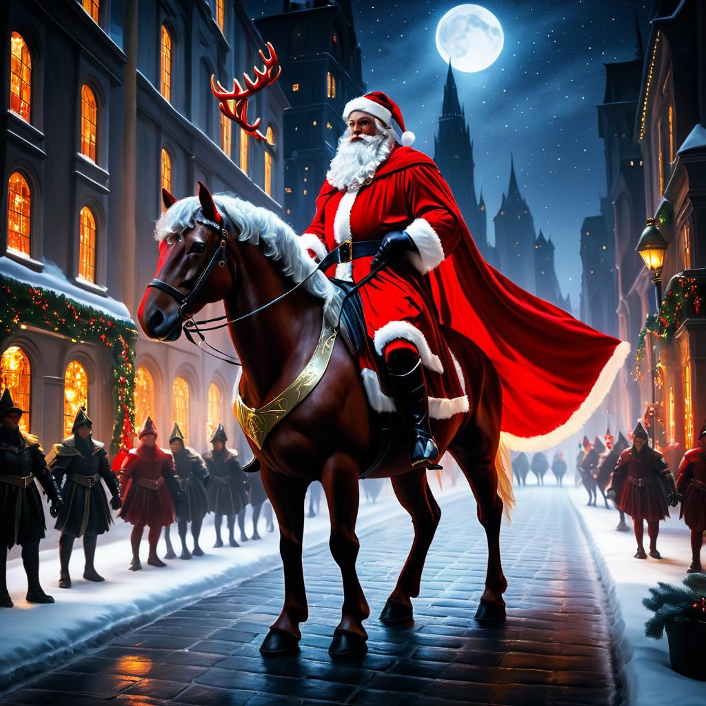 Epic Centaur Santa in Dark City