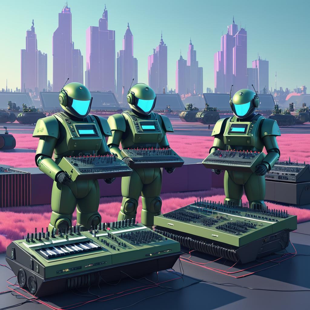 Futuristic Military Robots with Synthesizers