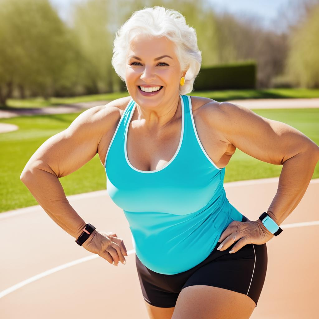 Joyful Older Woman Embracing Sports