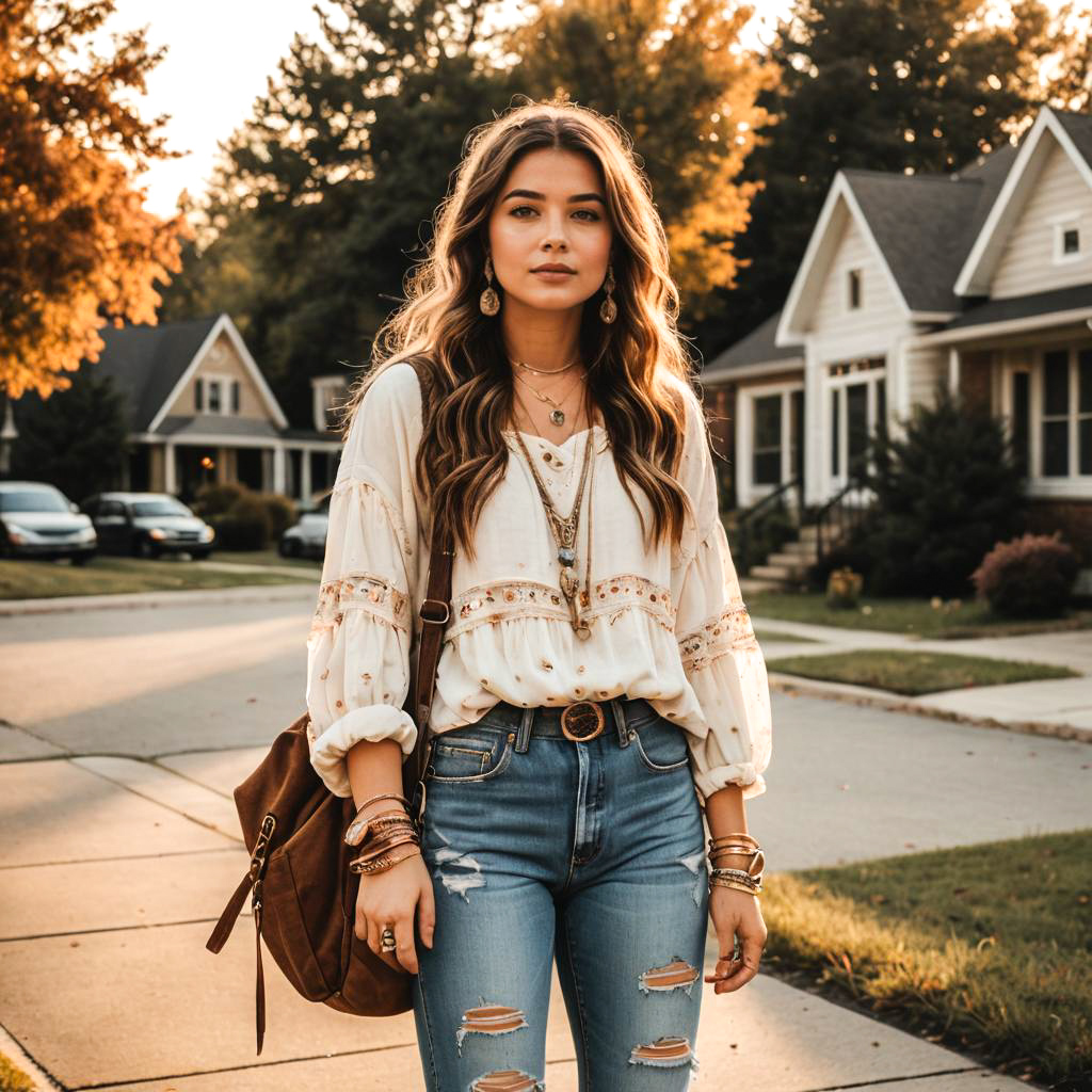 Trendy Teen in Boho-Chic Autumn Style