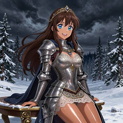 Epic Anime Girl in Winter Armor