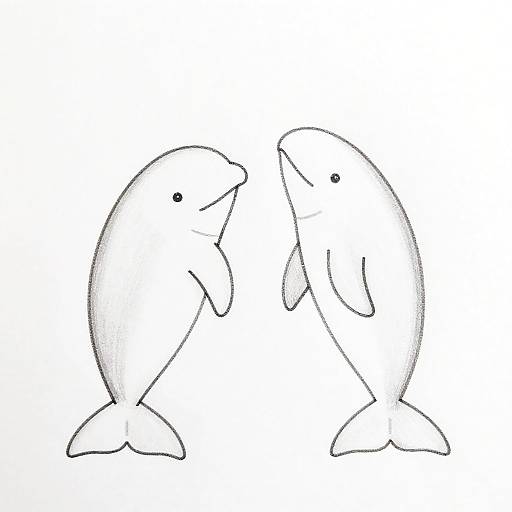 Elegant Minimalist Pencil Manatee Couple