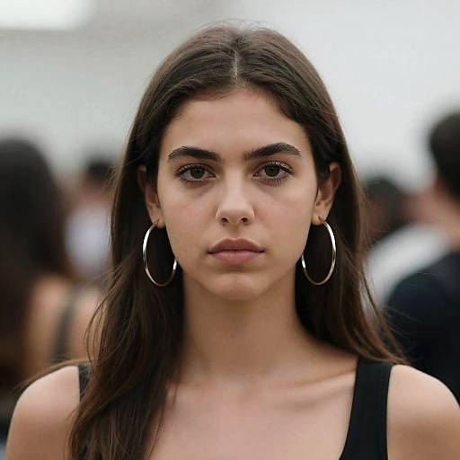 Intense Portrait of Woman with Hoops