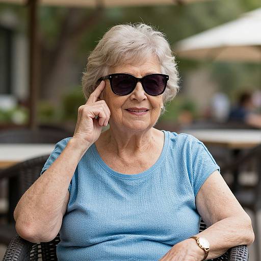 Senior Woman in Sunglasses Sitting
