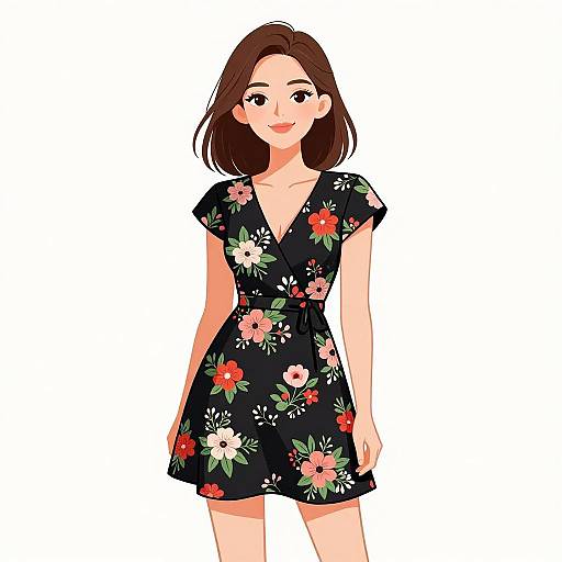 Smiling Woman in Floral Summer Dress