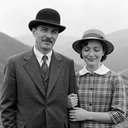 Vintage Outdoors Couple in Black-and-White