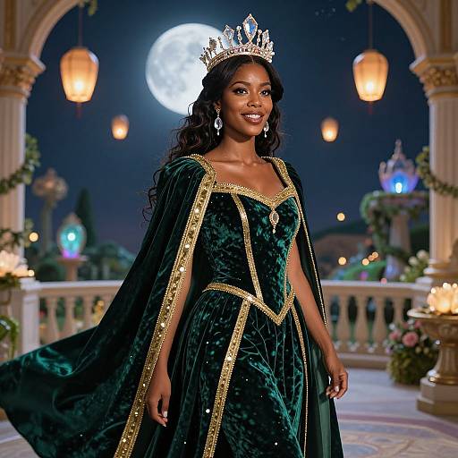 Royal Fantasy Female Icon in Emerald Dress