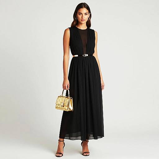 Elegant Black Sleeveless Evening Maxi Dress