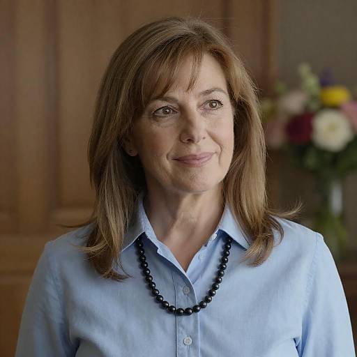 Warm Portrait of Woman in Blue Shirt