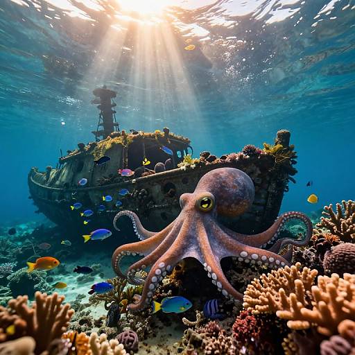 Sunlit Underwater Coral Reef Scene