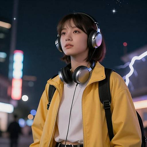 18-Year-Old Girl in Neon City