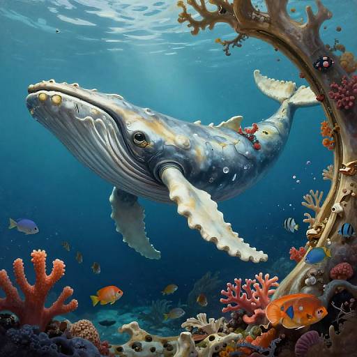 Ethereal Whale Skeleton Underwater Scene