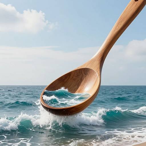 Colossal Wooden Spoon Cradling Seascape