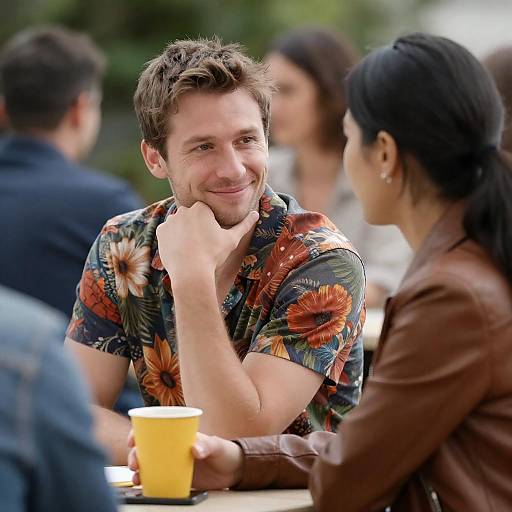 Candid Outdoor Couple at a Table