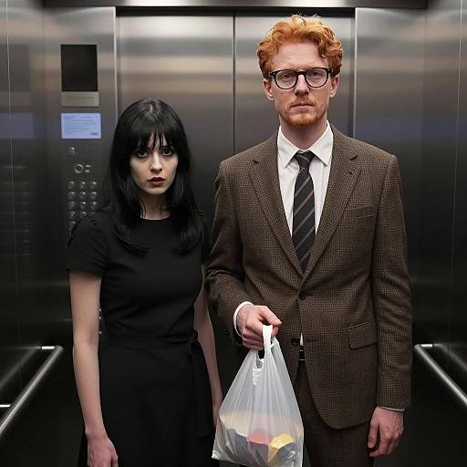 Elevator Encounter: A Moment Captured