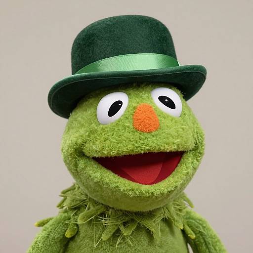 Whimsical Green Puppet Portrait