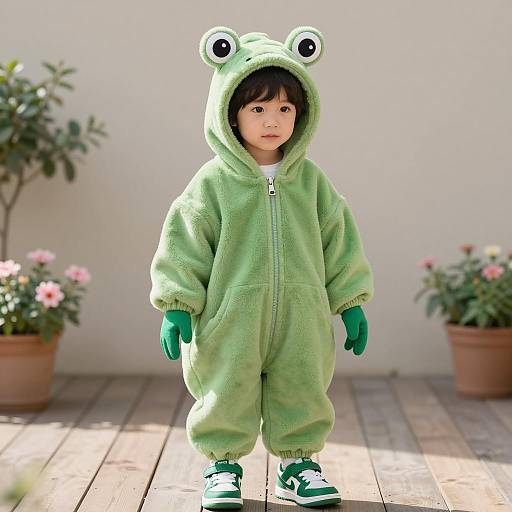 Playful Boy in Frog Costume Portrait