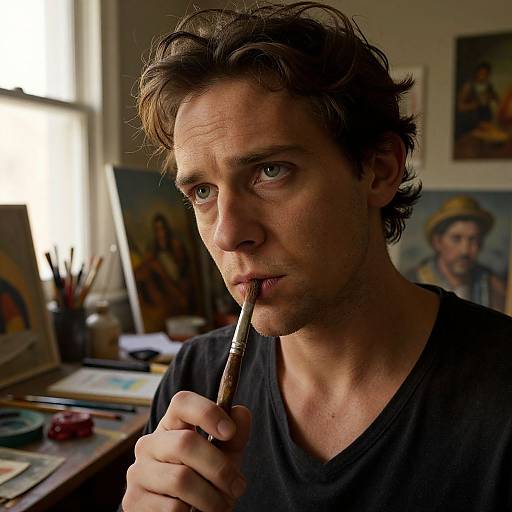 Hyperrealistic Portrait of Introspective Artist
