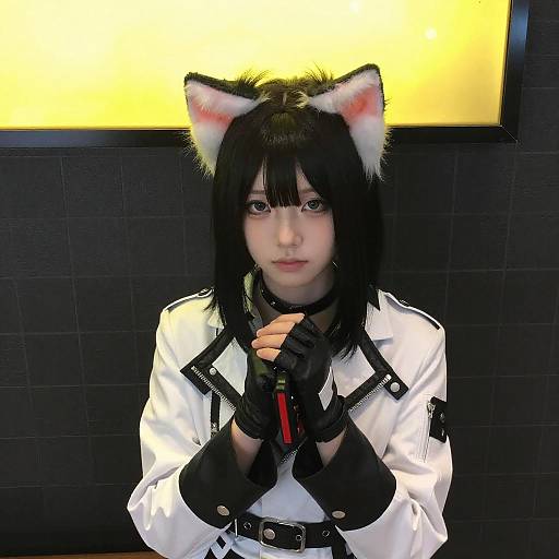 Asian Woman Cosplay with Cat Ears