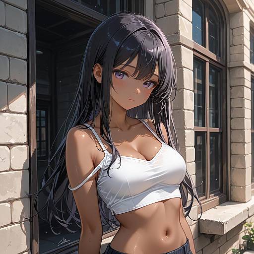 Dark-skinned Woman in White Crop Top Outdoors