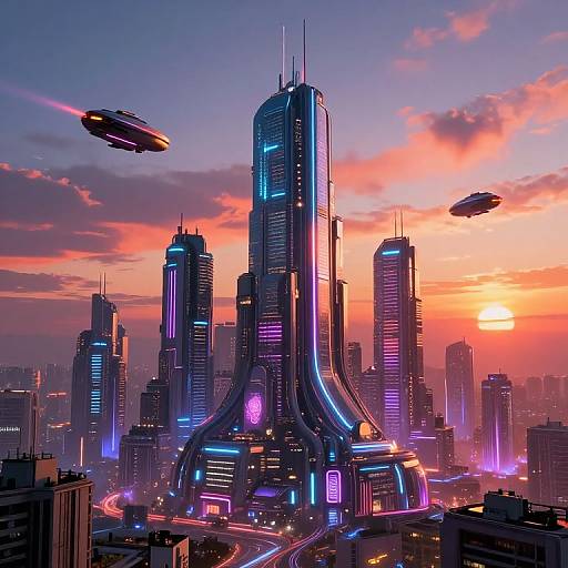 Futuristic Metagala Neon Cityscape