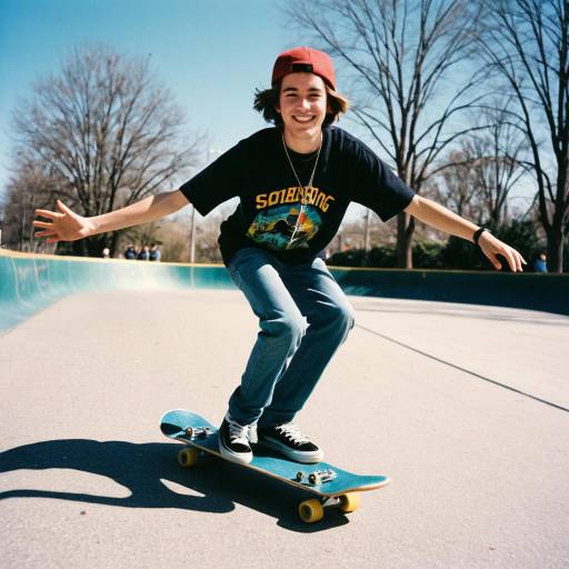 Teenager Skateboarding on Sunny Day