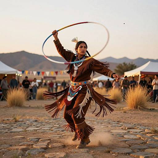 Dynamic Native American Hoop Dancer