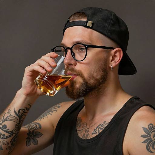 Detailed Portrait of Tattooed Man