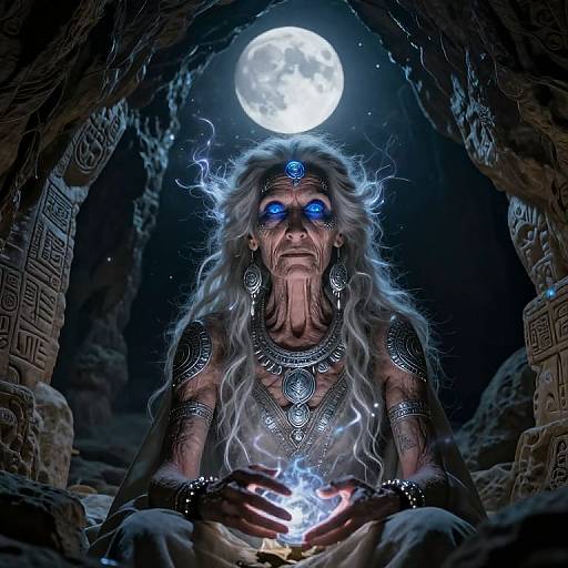 Moonlit Oracle in Mystic Cave