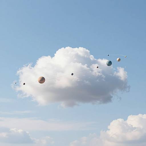 Whimsical Cloud with Celestial Ballet