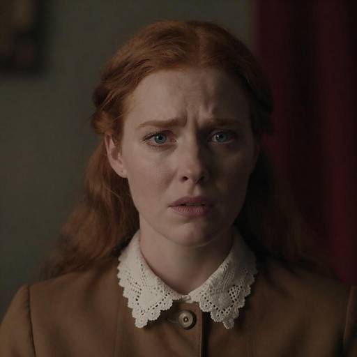 Worried Redhead in Dark Setting