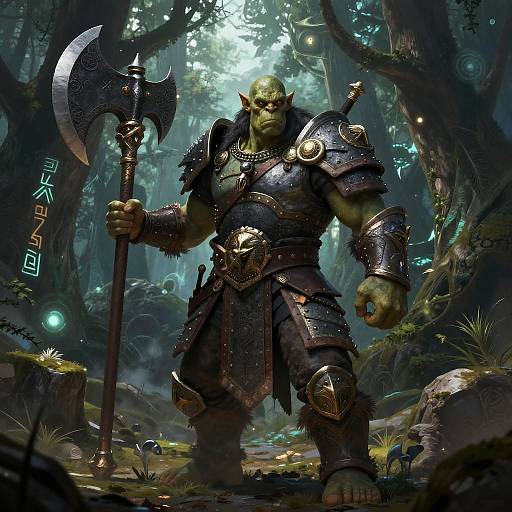 Fierce Orc Warrior in Enchanted Forest