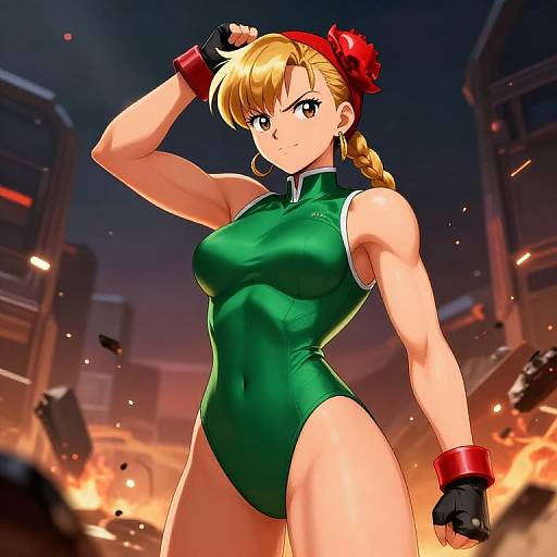 Cammy Victory Pose in Futuristic Anime