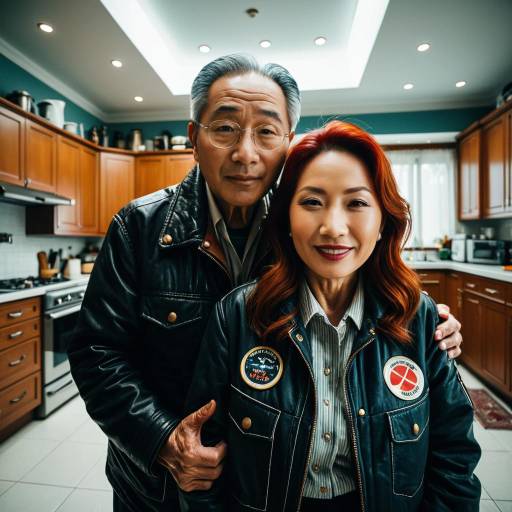 Elderly East Asian Couple in Modern Kitchen