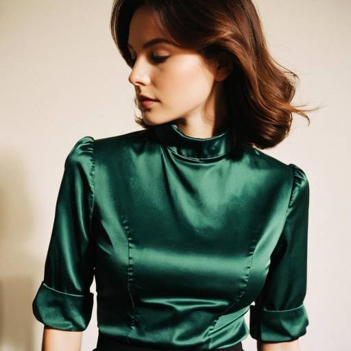Elegant Minimalist Woman in Satin Blouse