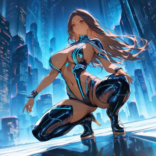 Futuristic Slender Woman in Kimono