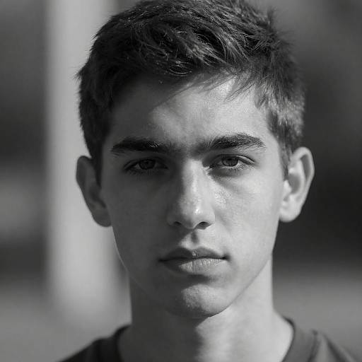 Serious Young Man in Black-and-White