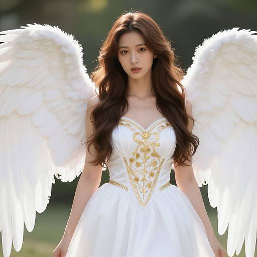 Female Angel in White Dress