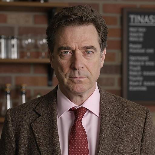 Serious Middle-Aged Man in Tweed Suit