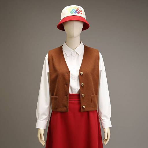 Mannequin Styled in Brown Vest Outfit