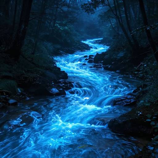 Electric-Blue River Flowing Uphill
