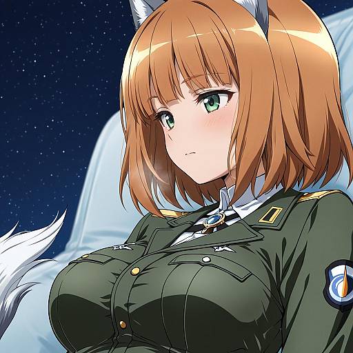 Illustration of Gundula rall, world witches series in the style of Fuyumi kazuki