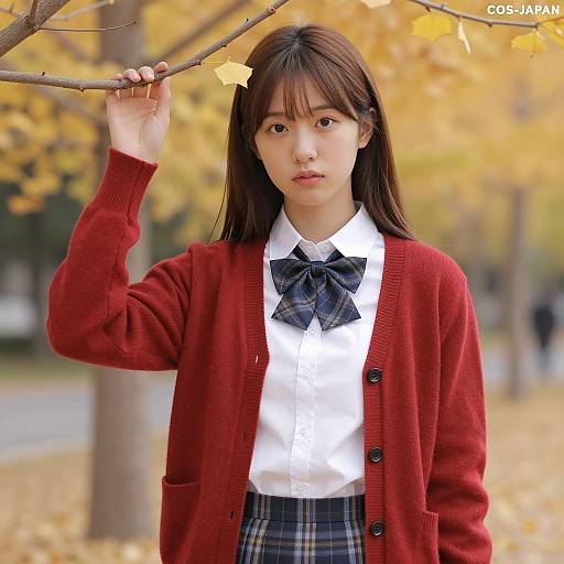 Casual Autumn Outfit with Nature Backdrop