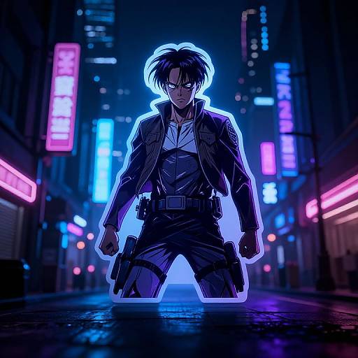 Futuristic Neon City Laptop Sticker