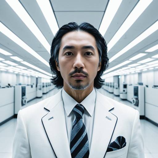Japanese Businessman in Futuristic White Office