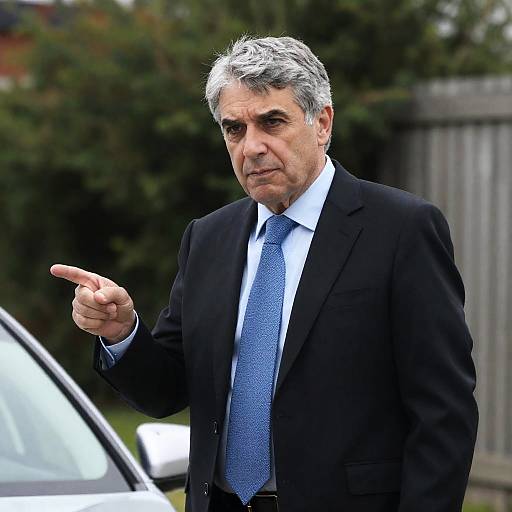 Middle-Aged Man in Suit by Car
