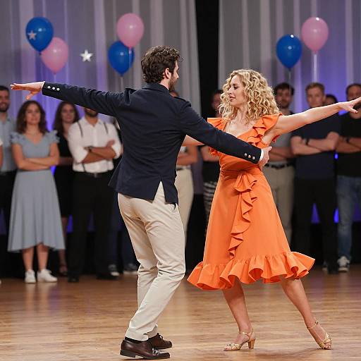 Vibrant Dance Scene with Colorful Background