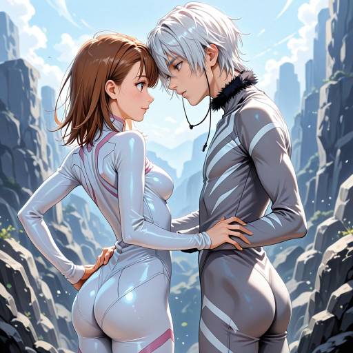 Dynamic Duo in Futuristic Bodysuits